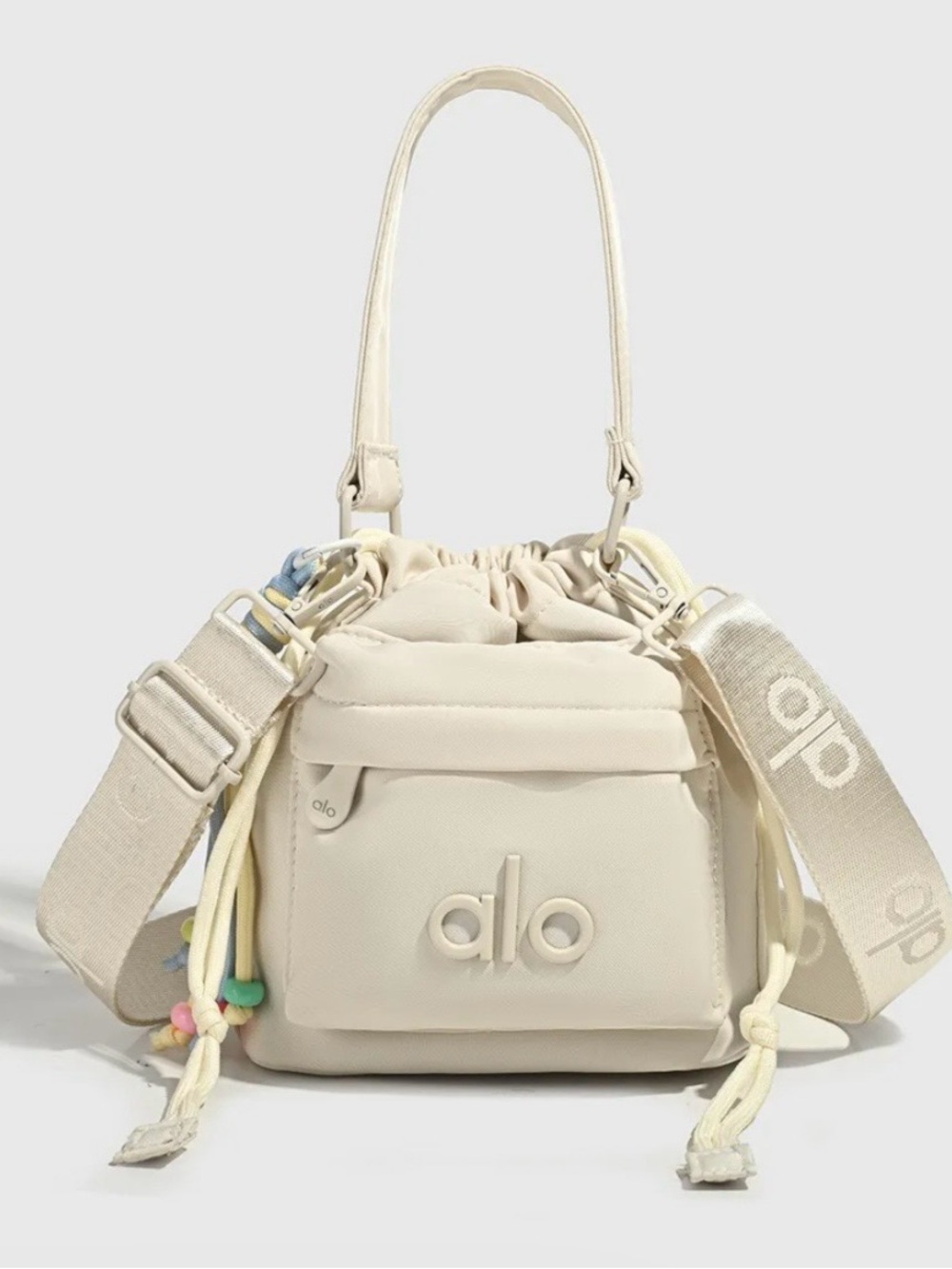 ALO Yoga Cream Drawstring Mini Bucket Bag